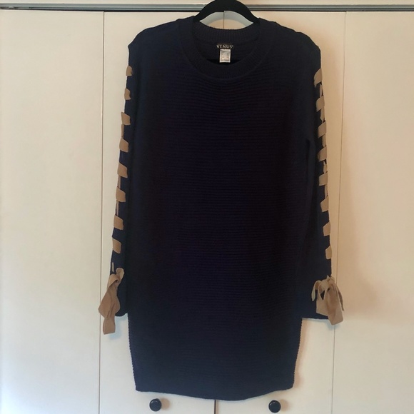 NWOT Lace-up Sleeve Sweater Dress - Picture 3 of 4